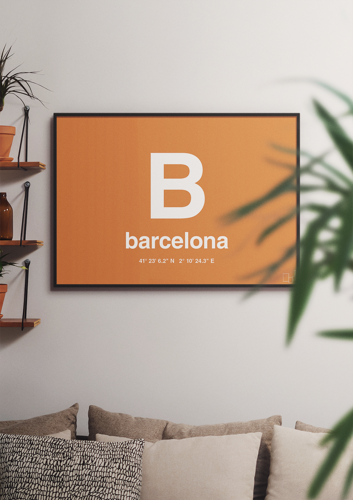 plakat: byplakat barcelona med koordinater - red pepper-Byer-A1two3
