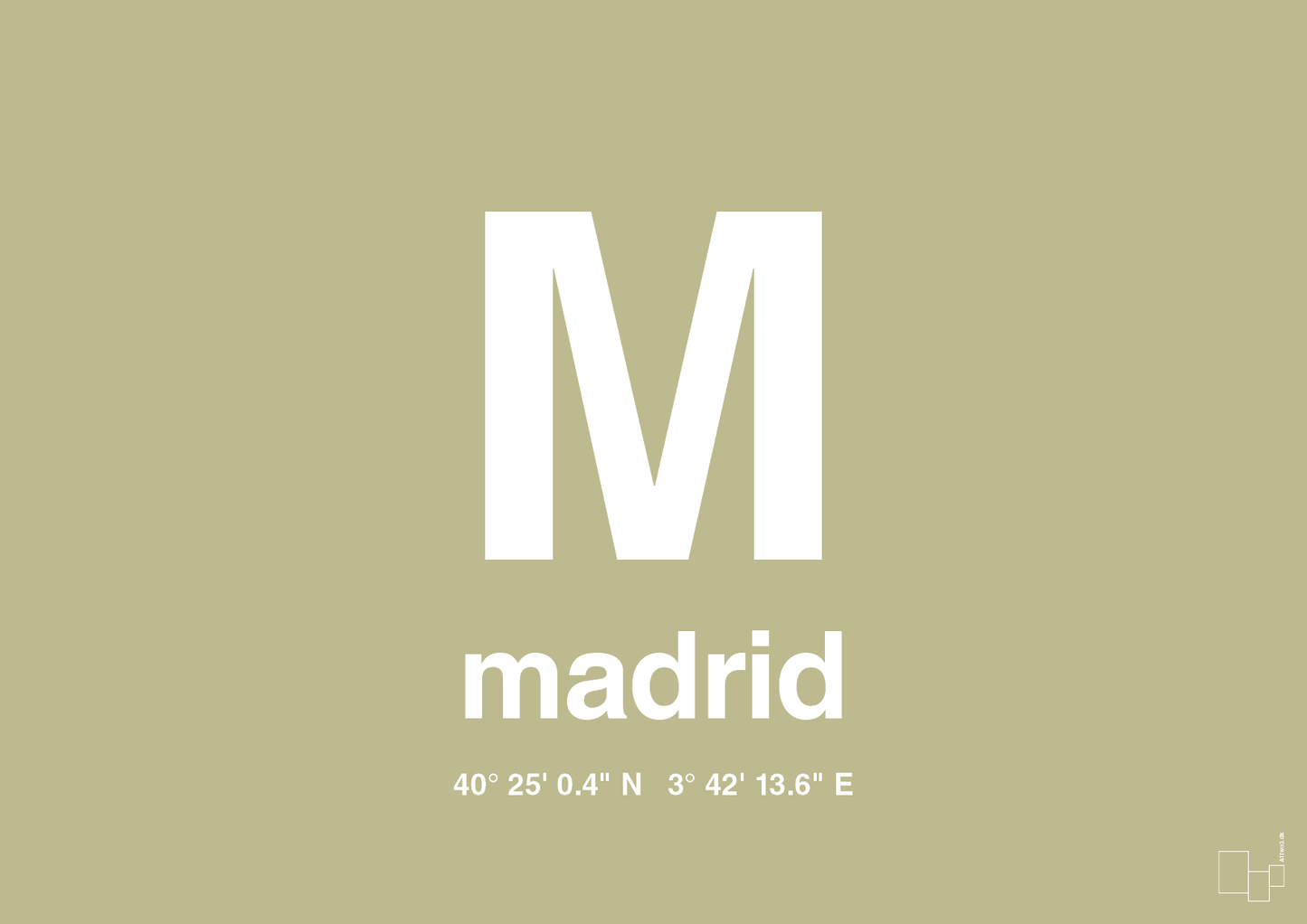 plakat: byplakat madrid med koordinater - back to nature-Byer-A1two3