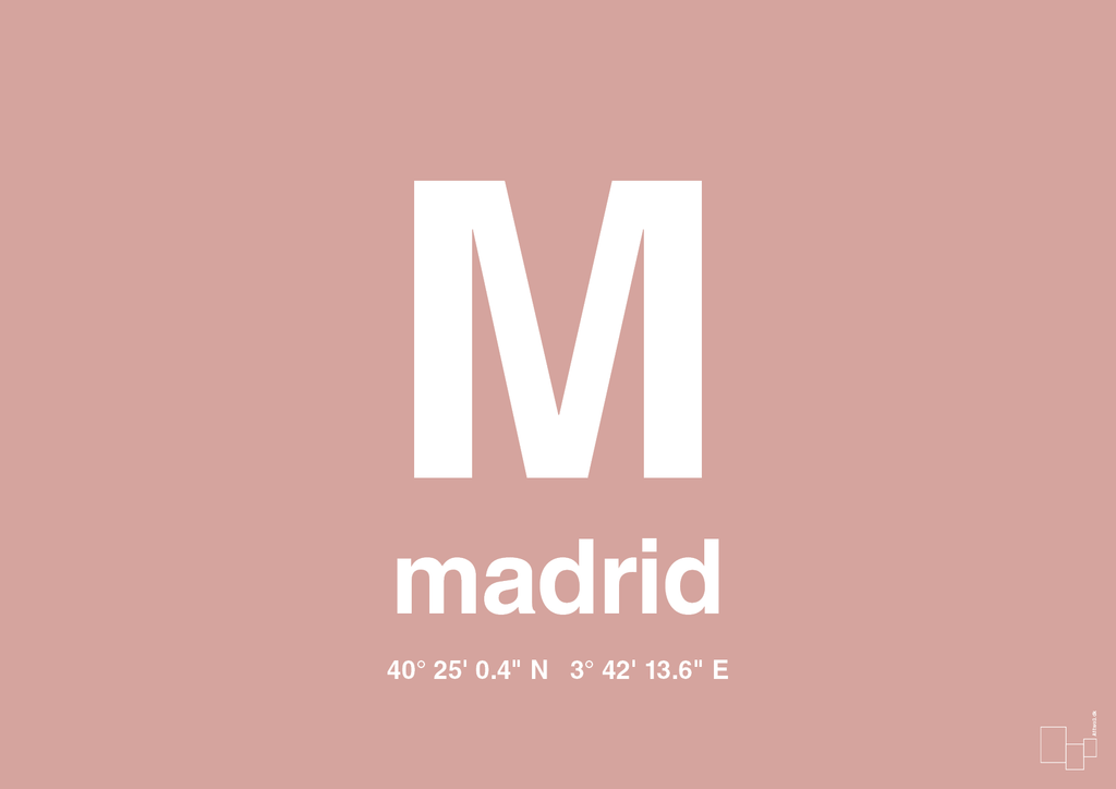 plakat: byplakat madrid med koordinater - bubble shell-Byer-A1two3
