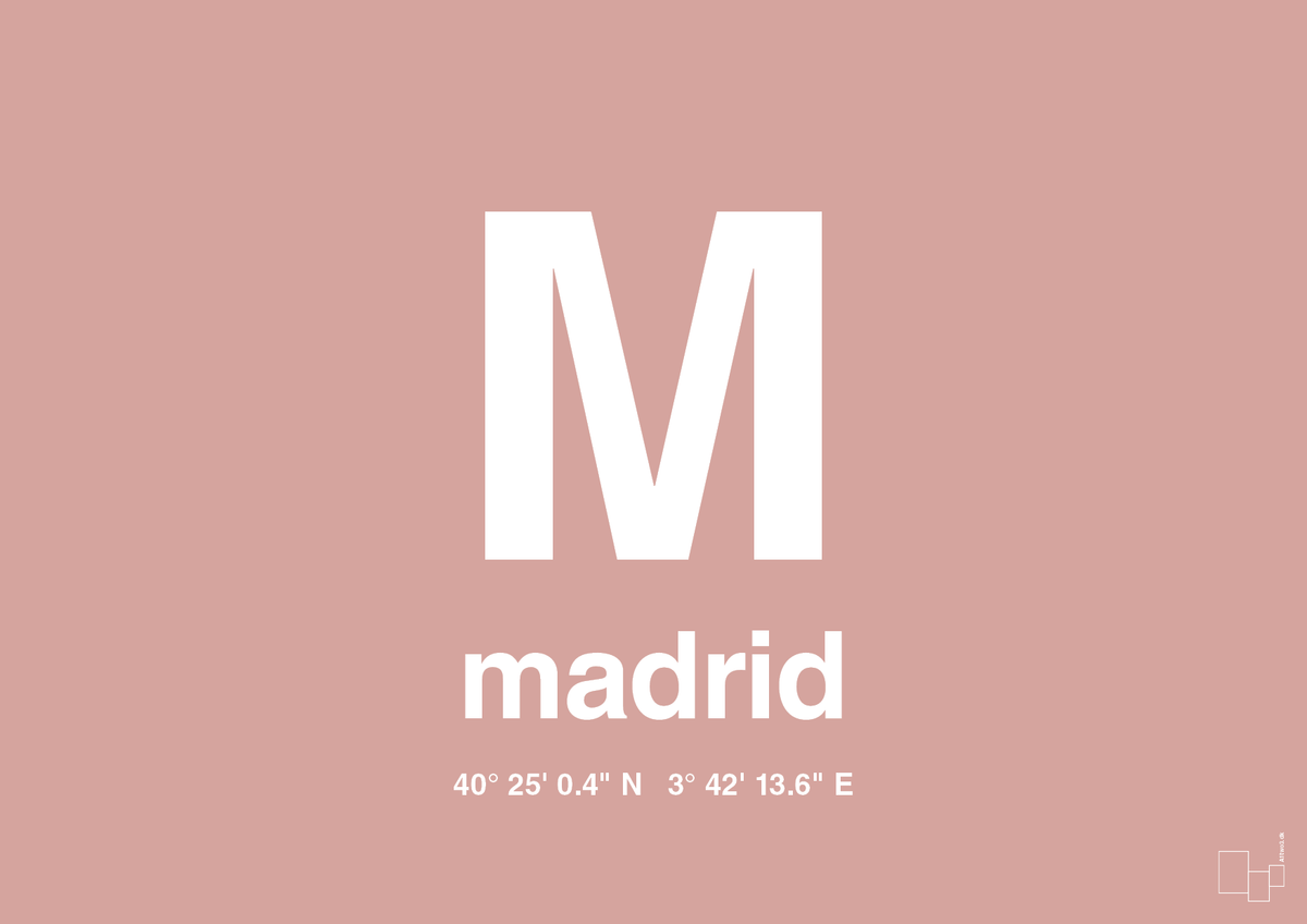 plakat: byplakat madrid med koordinater - bubble shell-Byer-A1two3