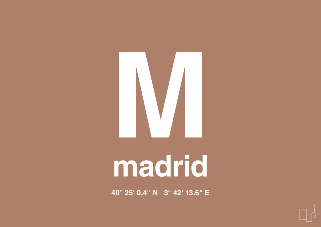 plakat: byplakat madrid med koordinater - cider spice-Byer-A1two3