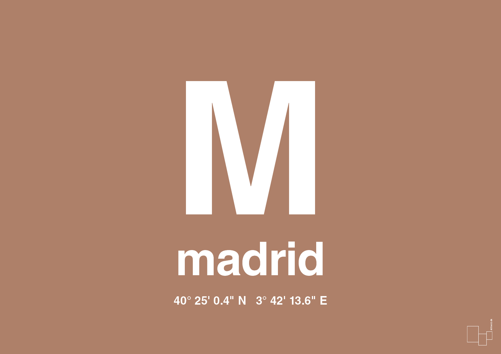 plakat: byplakat madrid med koordinater - cider spice-Byer-A1two3
