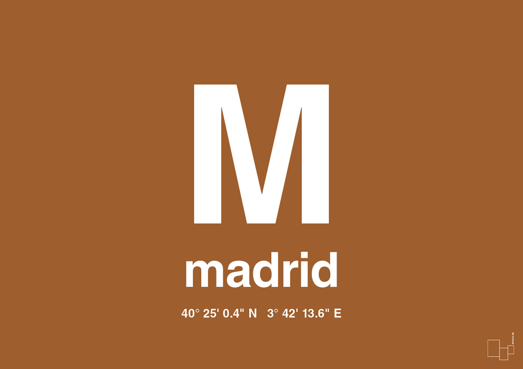 plakat: byplakat madrid med koordinater - cognac-Byer-A1two3