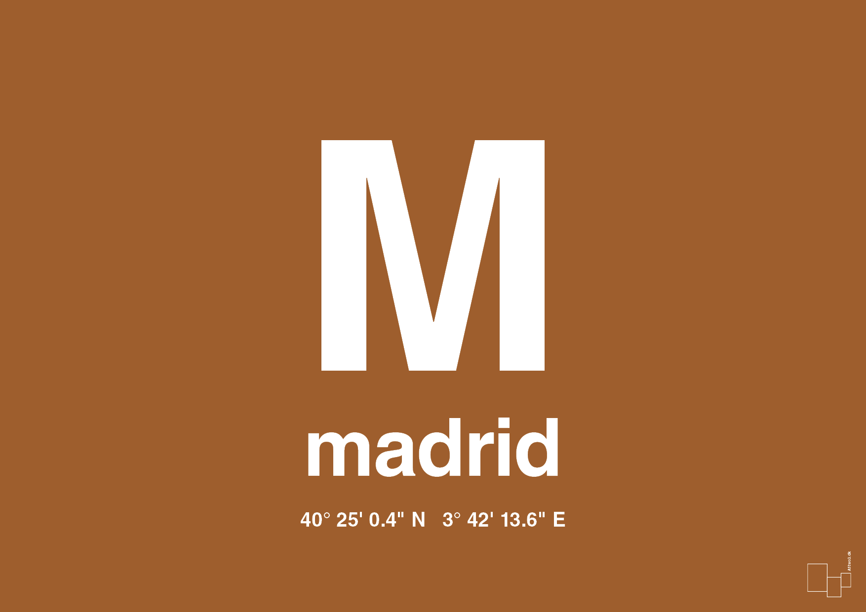 plakat: byplakat madrid med koordinater - cognac-Byer-A1two3