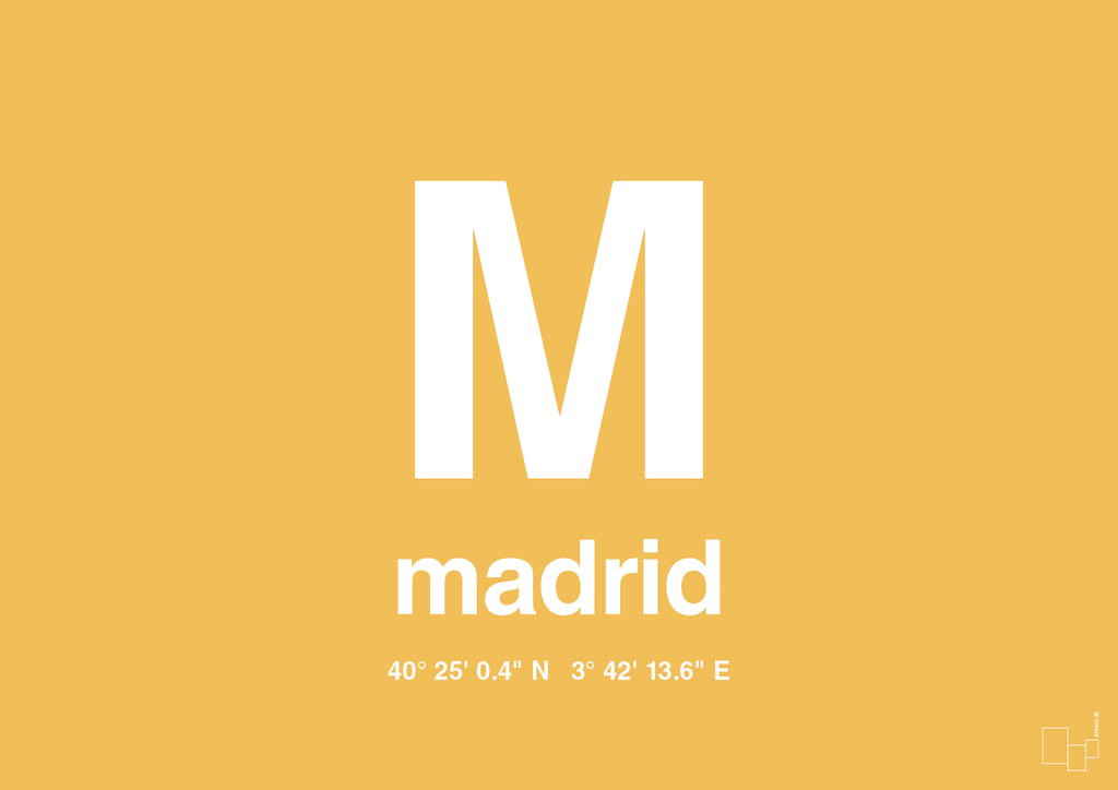 plakat: byplakat madrid med koordinater - honeycomb-Byer-A1two3