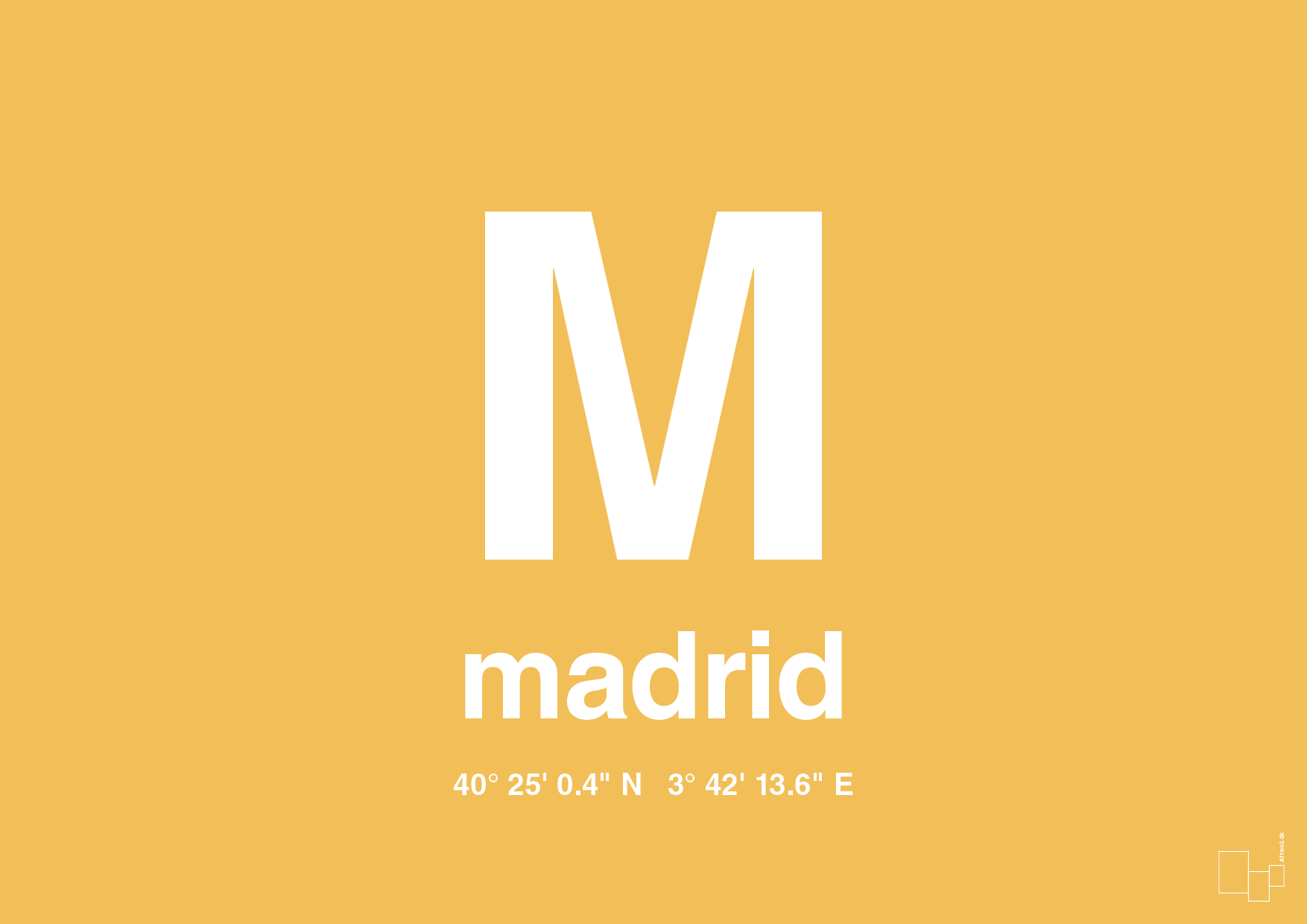 plakat: byplakat madrid med koordinater - honeycomb-Byer-A1two3
