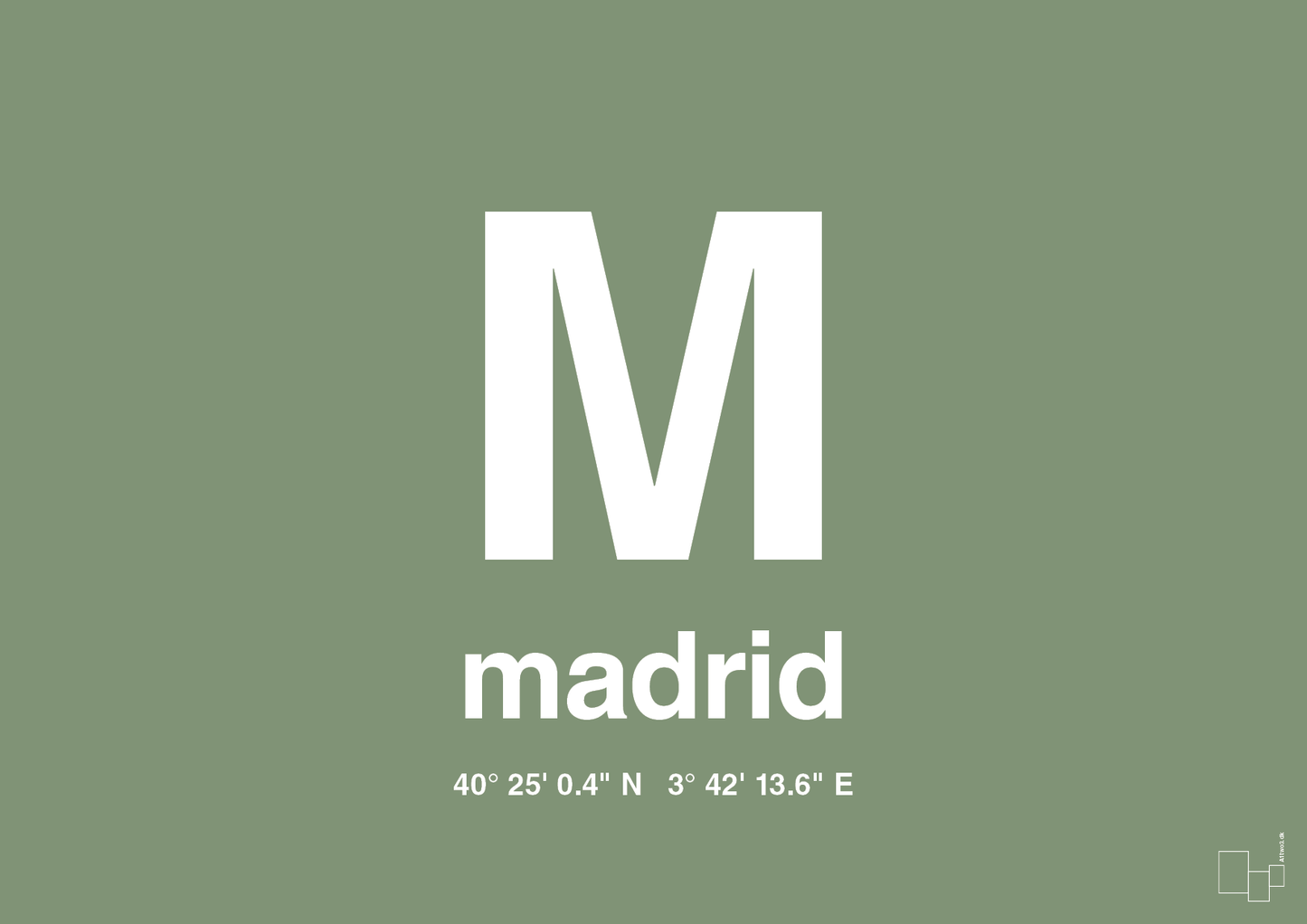 plakat: byplakat madrid med koordinater - jade-Byer-A1two3