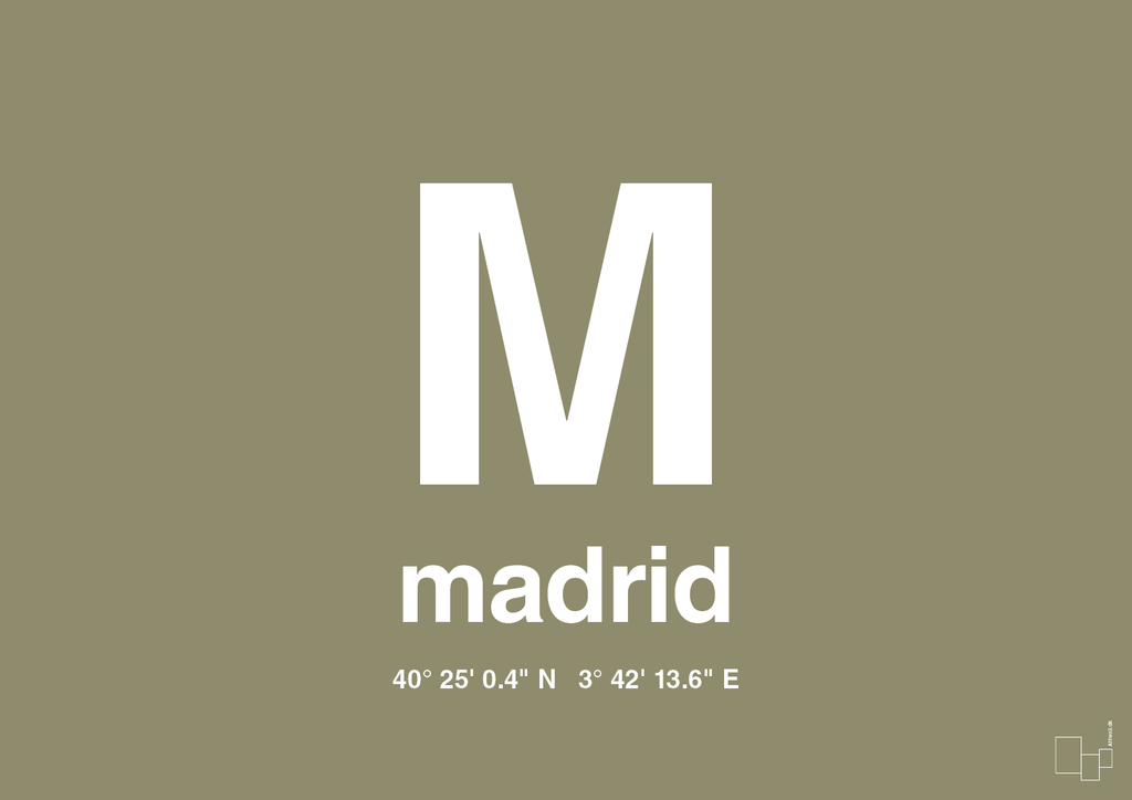 plakat: byplakat madrid med koordinater - misty forrest-Byer-A1two3