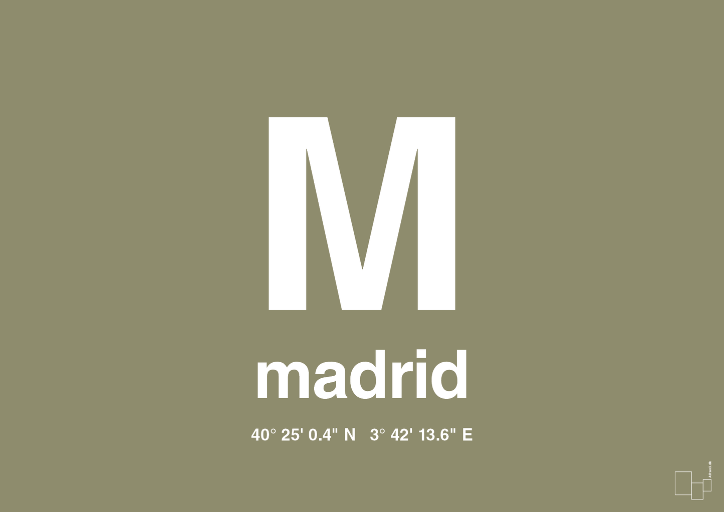 plakat: byplakat madrid med koordinater - misty forrest-Byer-A1two3