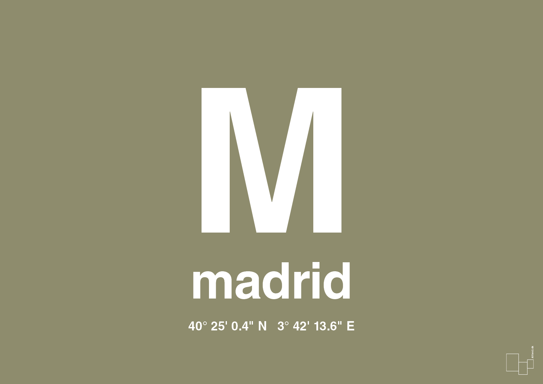 plakat: byplakat madrid med koordinater - misty forrest-Byer-A1two3