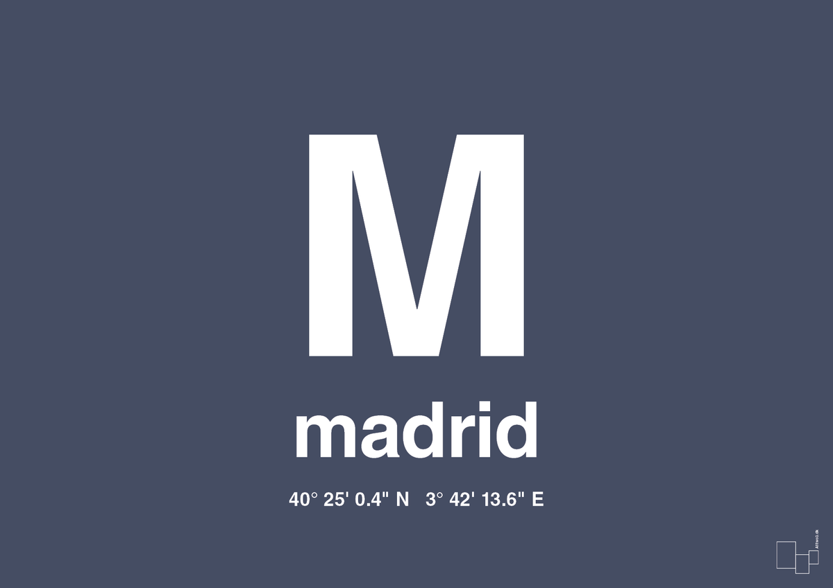 Byplakat madrid med koordinater - petrol-Byer-A1two3