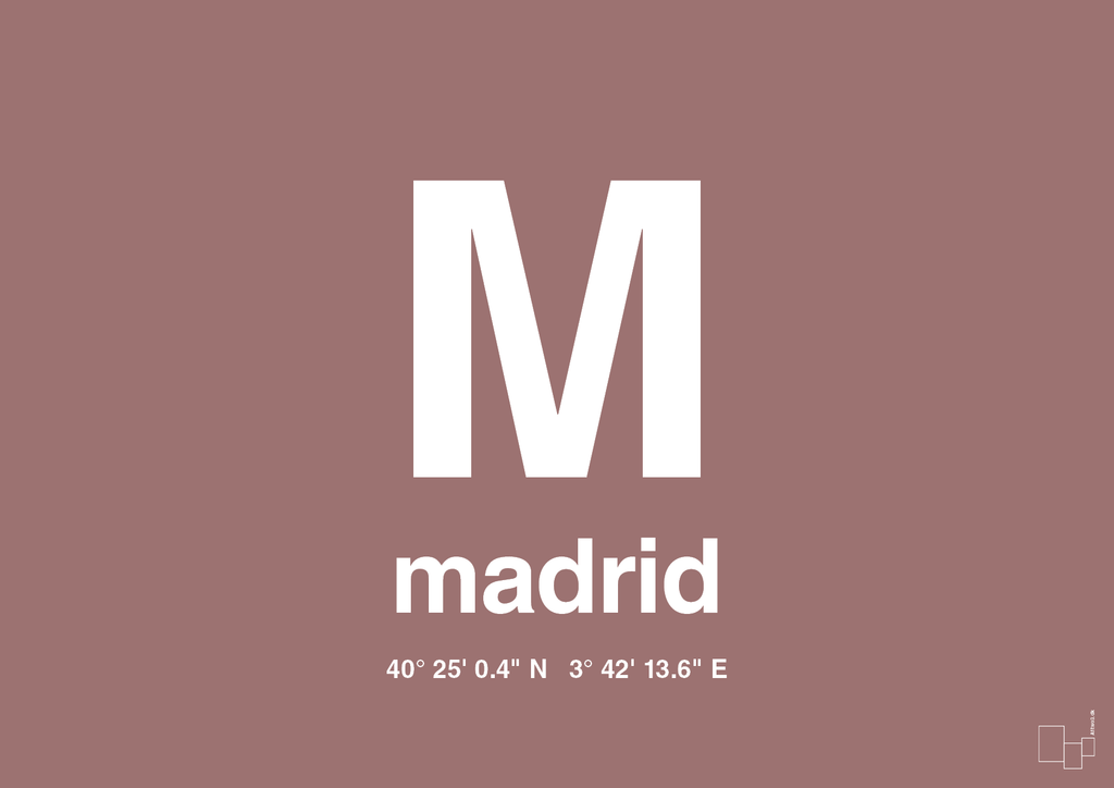 plakat: byplakat madrid med koordinater - plum-Byer-A1two3