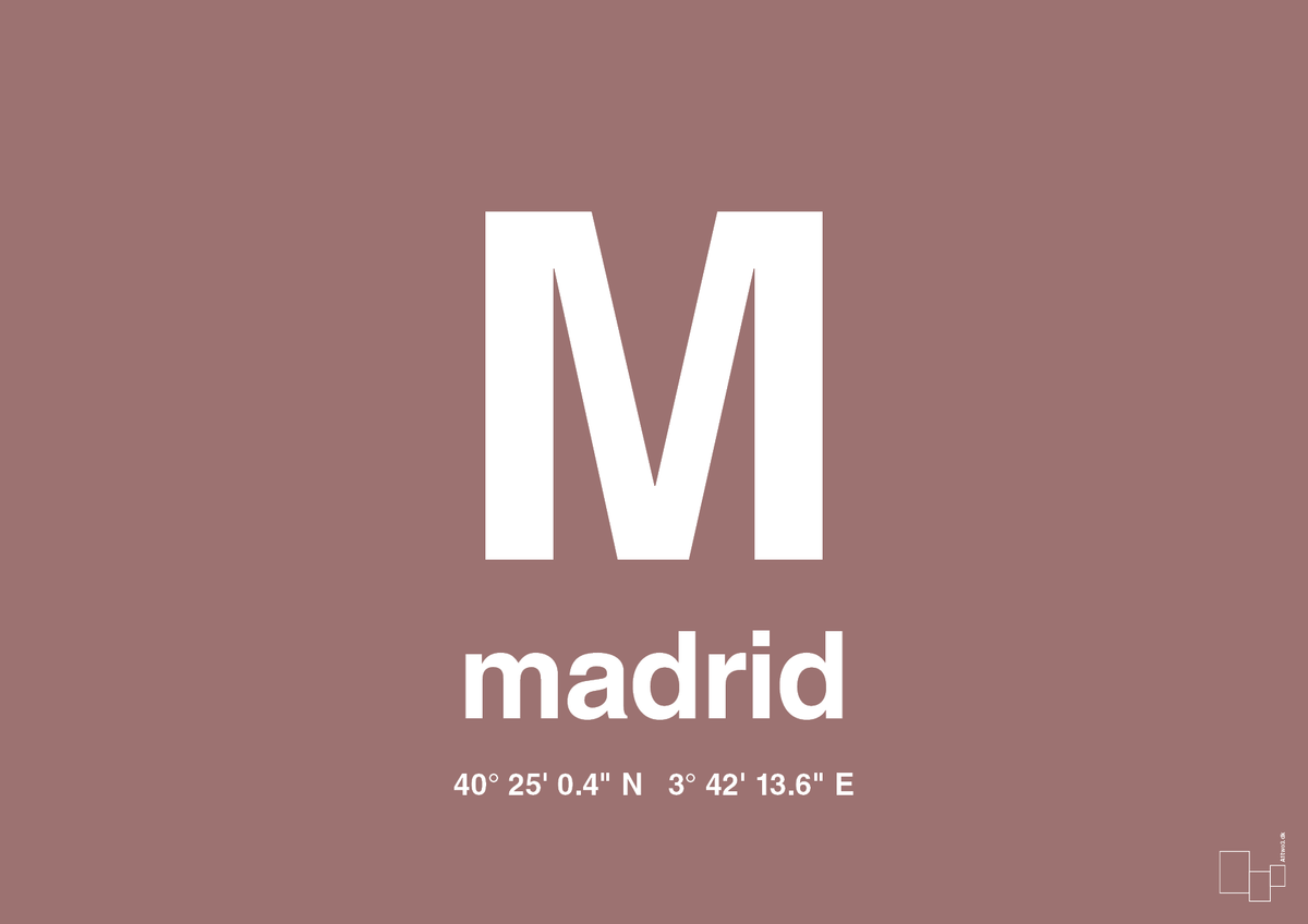plakat: byplakat madrid med koordinater - plum-Byer-A1two3