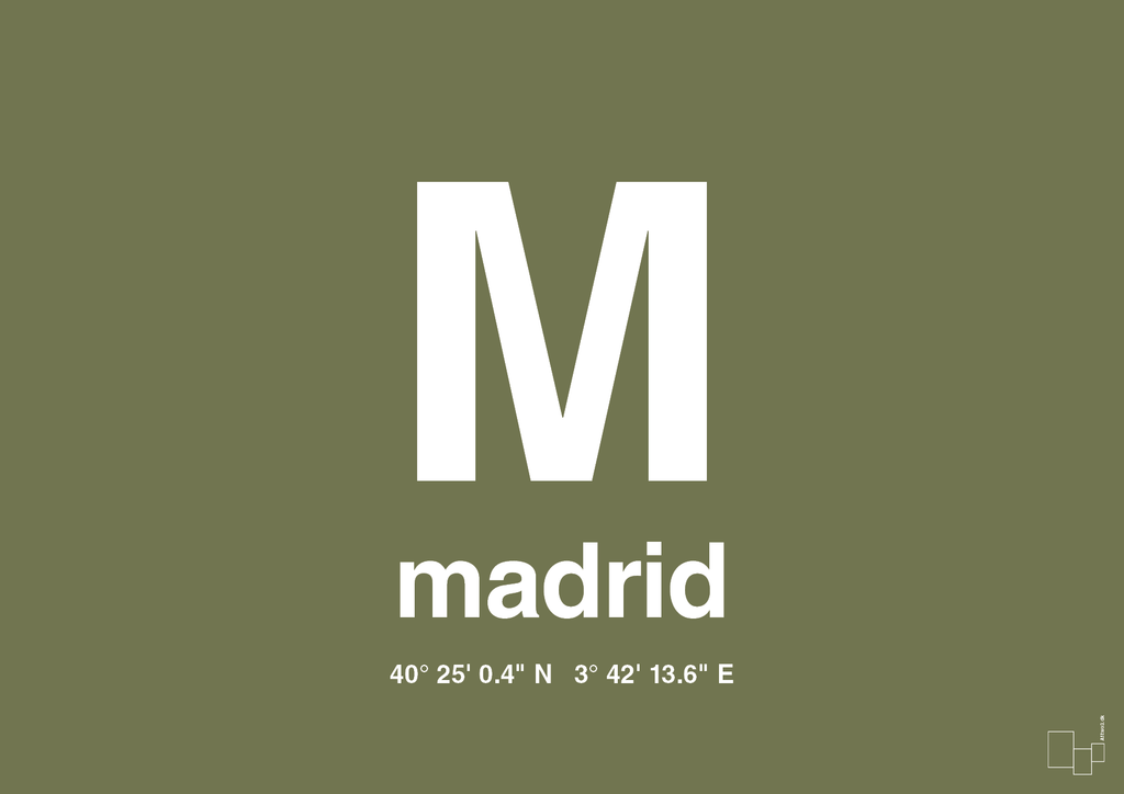 plakat: byplakat madrid med koordinater - secret meadow-Byer-A1two3