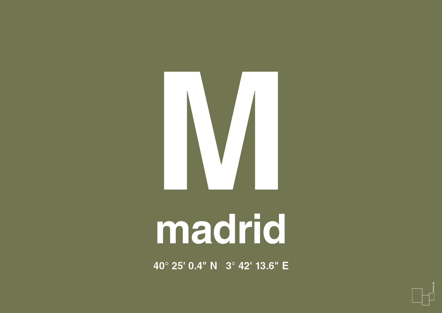 plakat: byplakat madrid med koordinater - secret meadow-Byer-A1two3