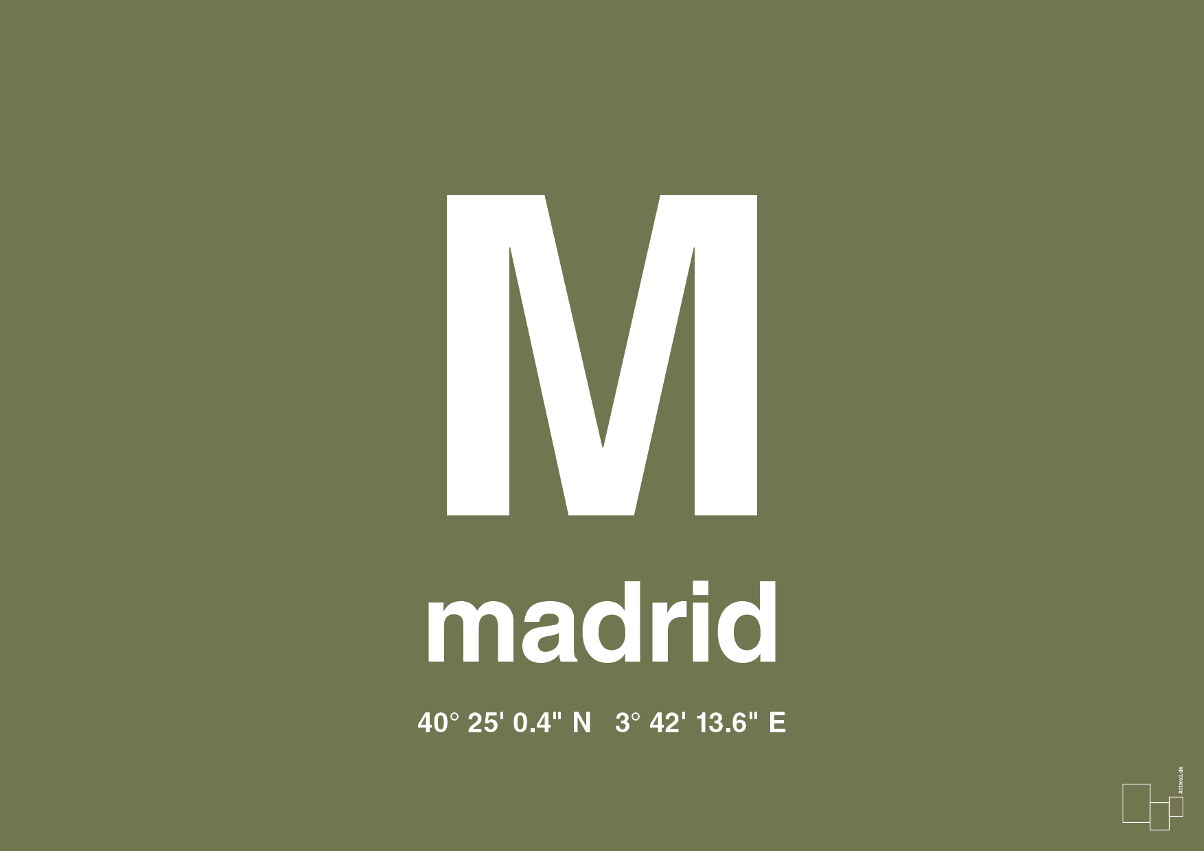 plakat: byplakat madrid med koordinater - secret meadow-Byer-A1two3