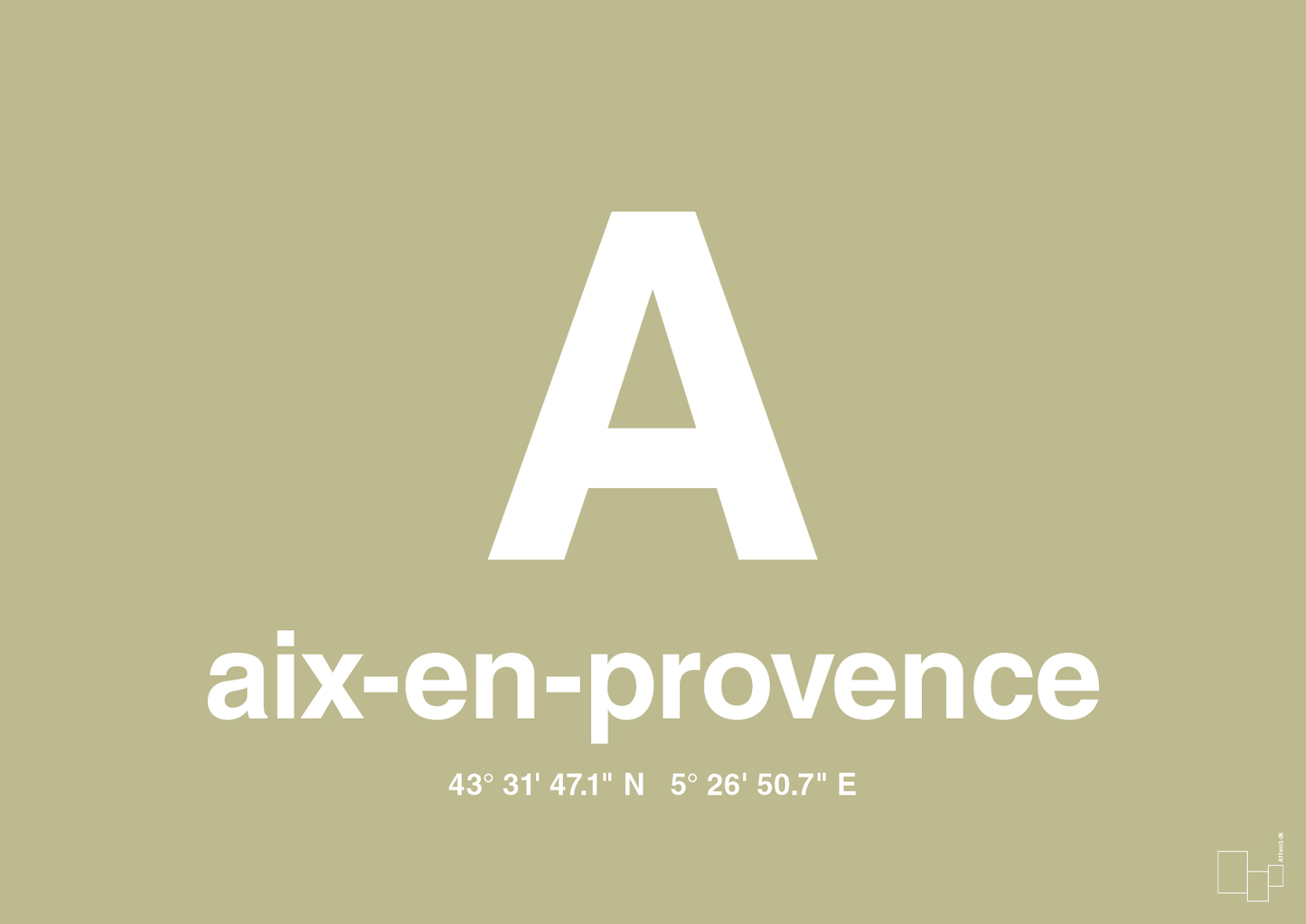 plakat: byplakat aix-en-provence med koordinater - back to nature-Byer-A1two3