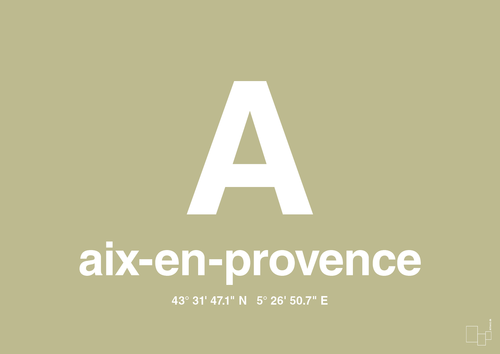 plakat: byplakat aix-en-provence med koordinater - back to nature-Byer-A1two3