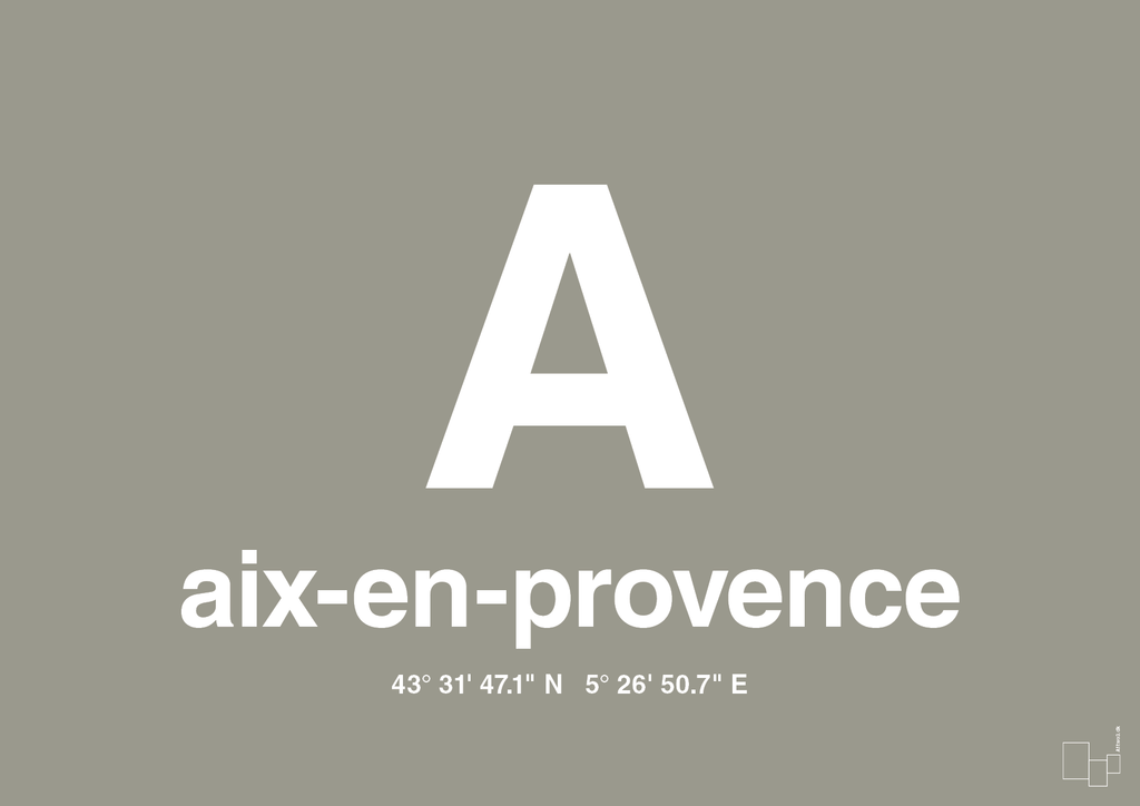 plakat: byplakat aix-en-provence med koordinater - battleship gray-Byer-A1two3