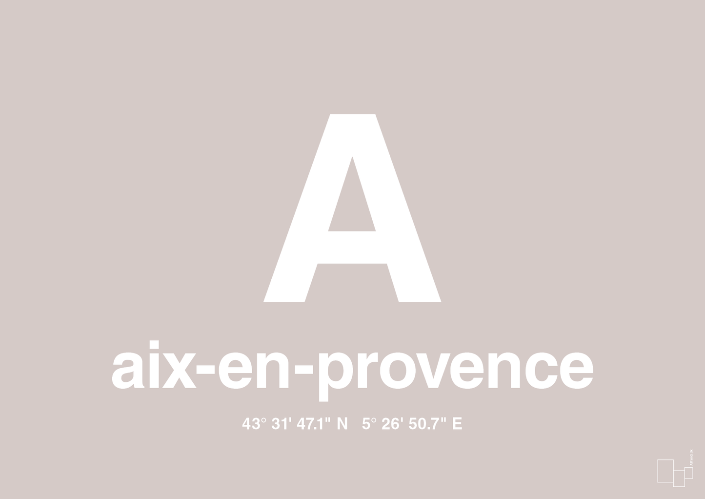 plakat: byplakat aix-en-provence med koordinater - broken beige-Byer-A1two3