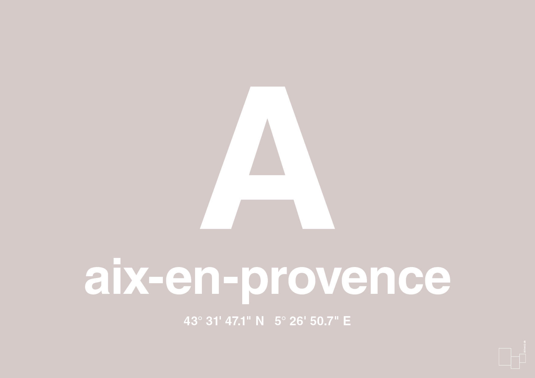 plakat: byplakat aix-en-provence med koordinater - broken beige-Byer-A1two3