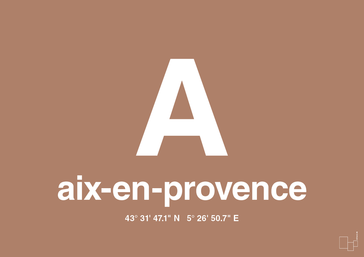 plakat: byplakat aix-en-provence med koordinater - cider spice-Byer-A1two3