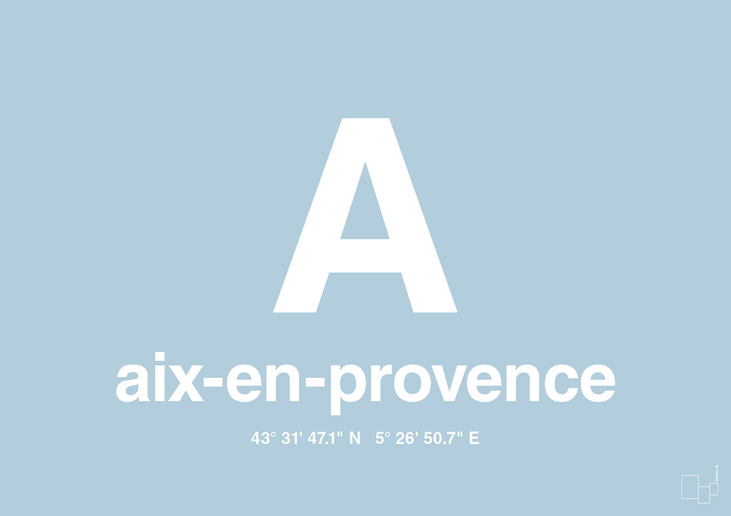 plakat: byplakat aix-en-provence med koordinater - heavenly blue-Byer-A1two3