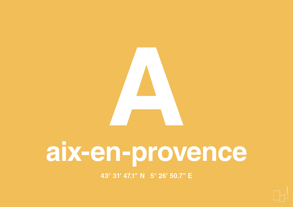 plakat: byplakat aix-en-provence med koordinater - honeycomb-Byer-A1two3