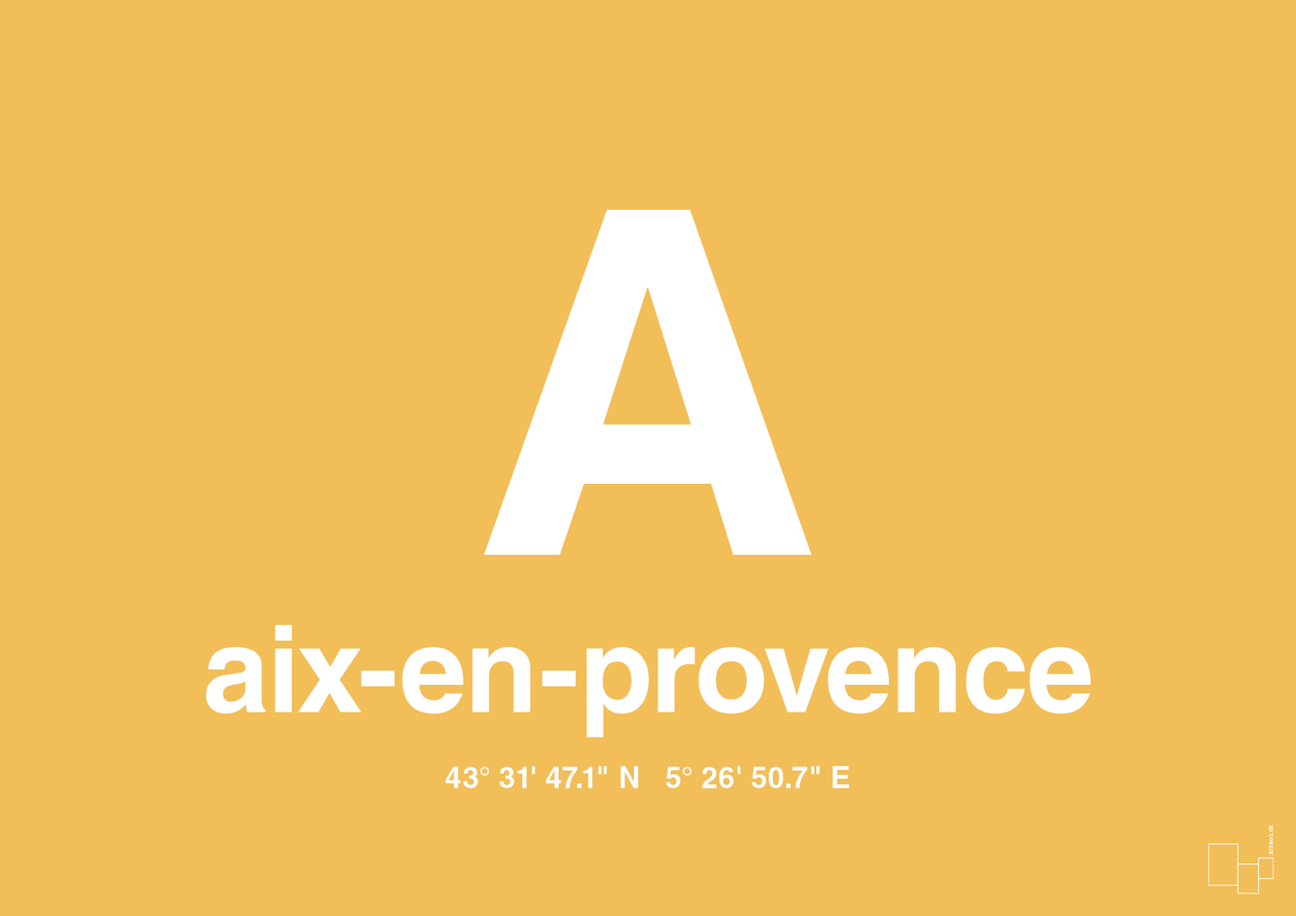 plakat: byplakat aix-en-provence med koordinater - honeycomb-Byer-A1two3