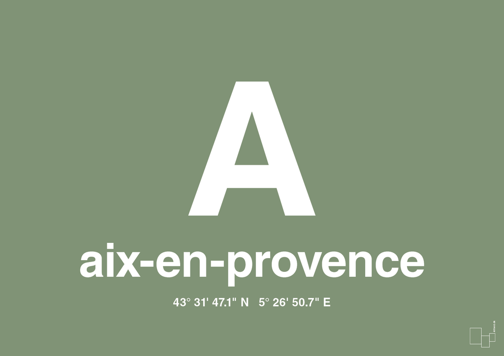plakat: byplakat aix-en-provence med koordinater - jade-Byer-A1two3