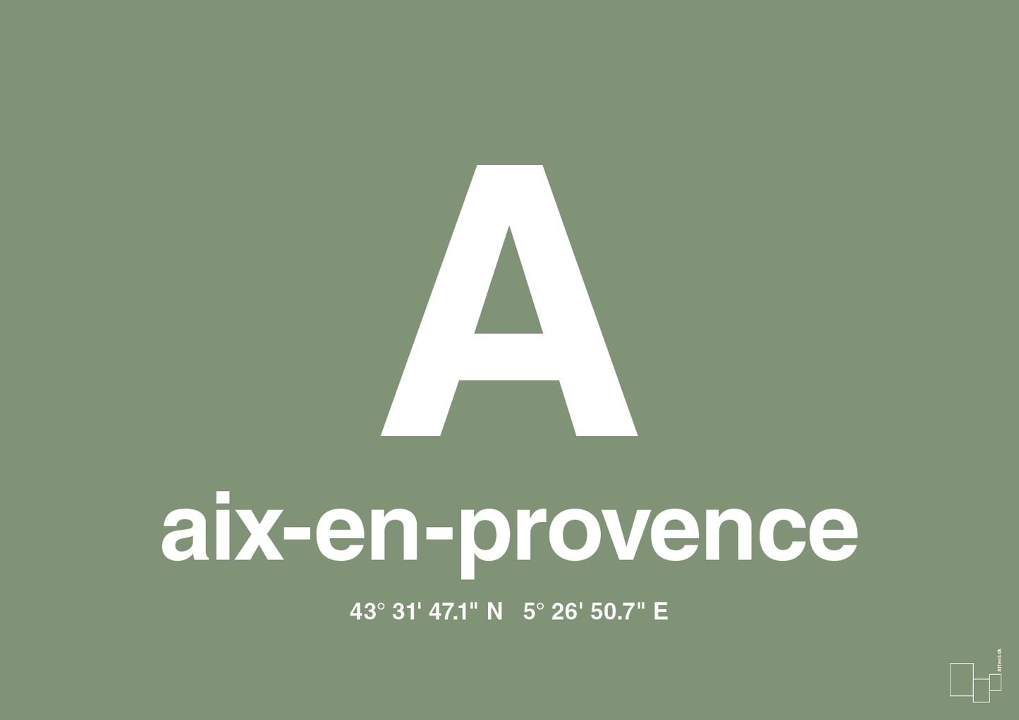 plakat: byplakat aix-en-provence med koordinater - jade-Byer-A1two3