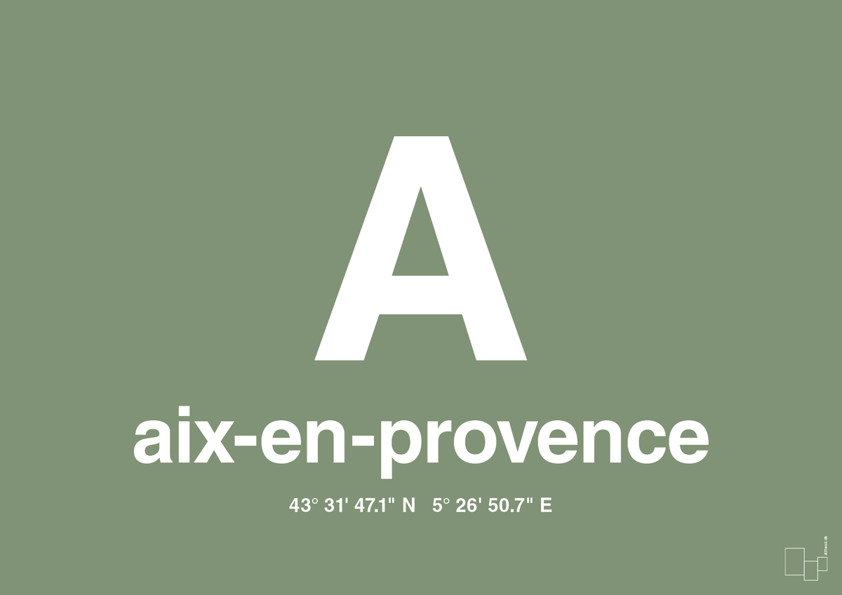 plakat: byplakat aix-en-provence med koordinater - jade-Byer-A1two3
