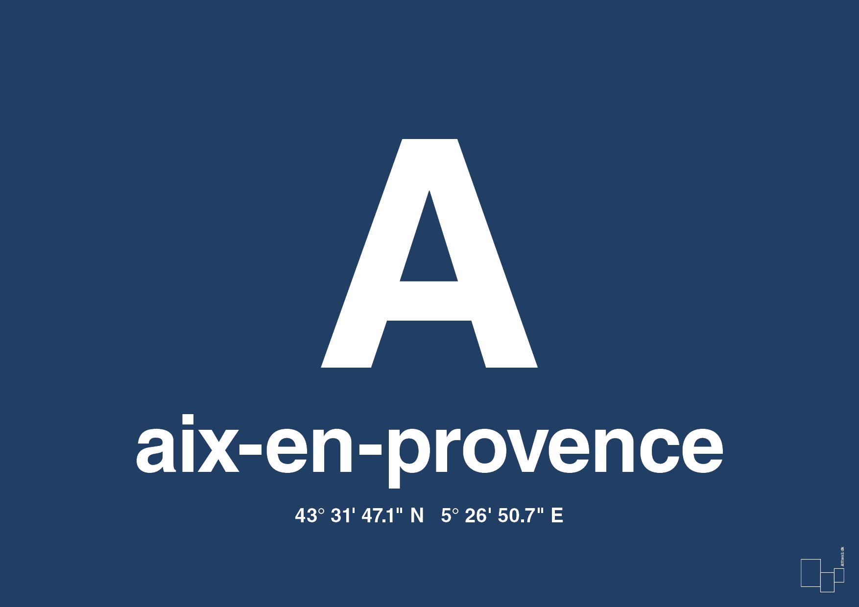 plakat: byplakat aix-en-provence med koordinater - lapis blue-Byer-A1two3