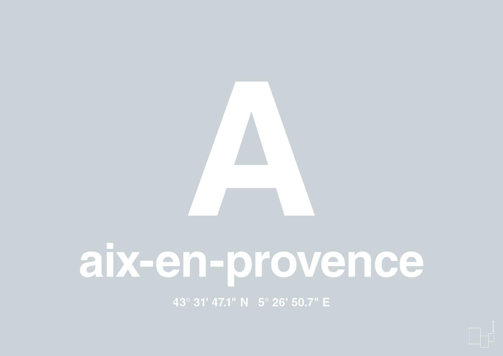 plakat: byplakat aix-en-provence med koordinater - light drizzle-Byer-A1two3