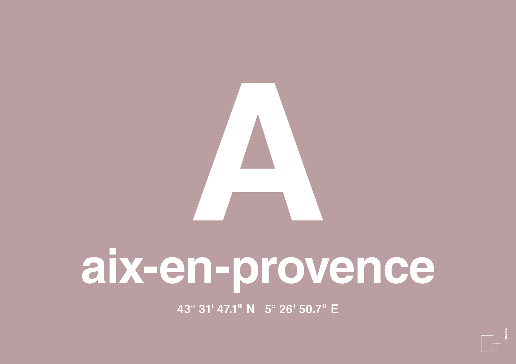 plakat: byplakat aix-en-provence med koordinater - light rose-Byer-A1two3