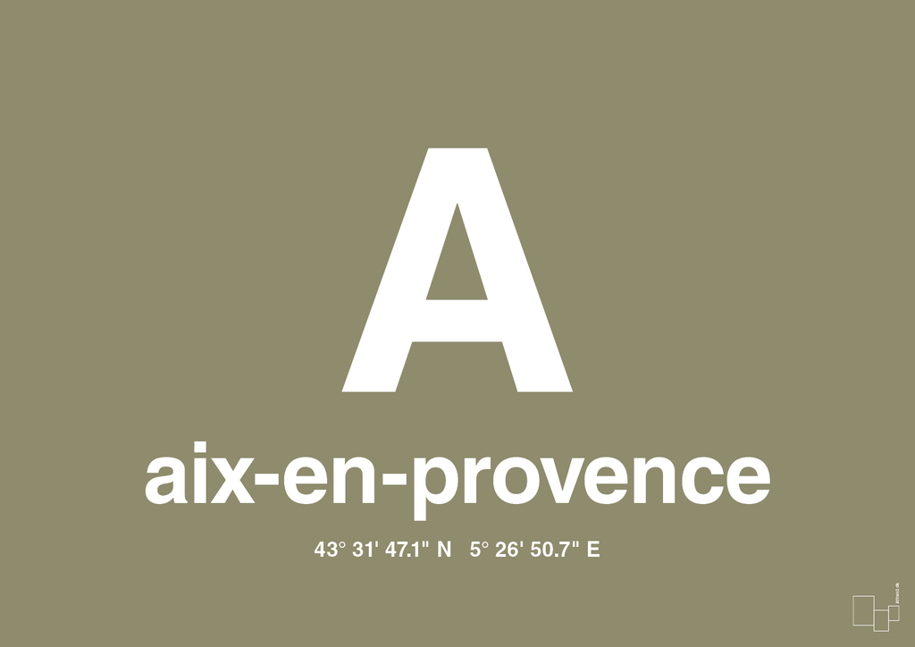 plakat: byplakat aix-en-provence med koordinater - misty forrest-Byer-A1two3