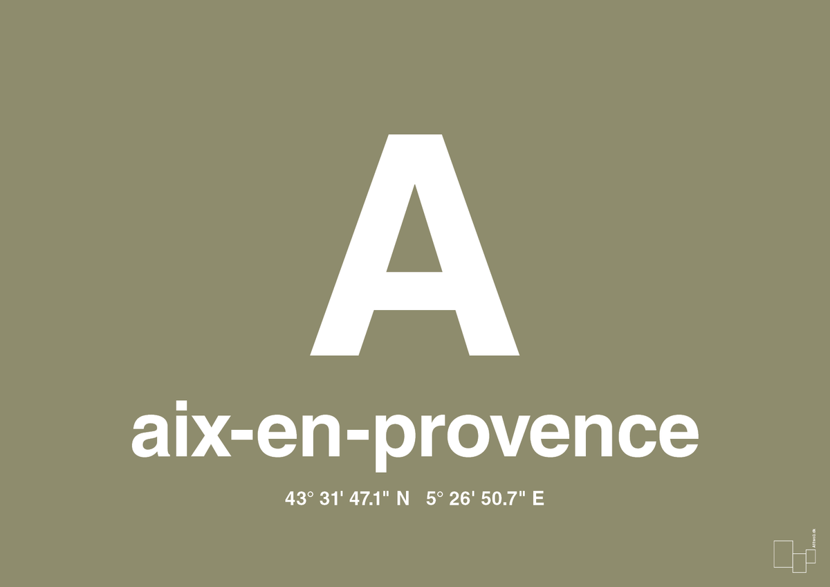 plakat: byplakat aix-en-provence med koordinater - misty forrest-Byer-A1two3