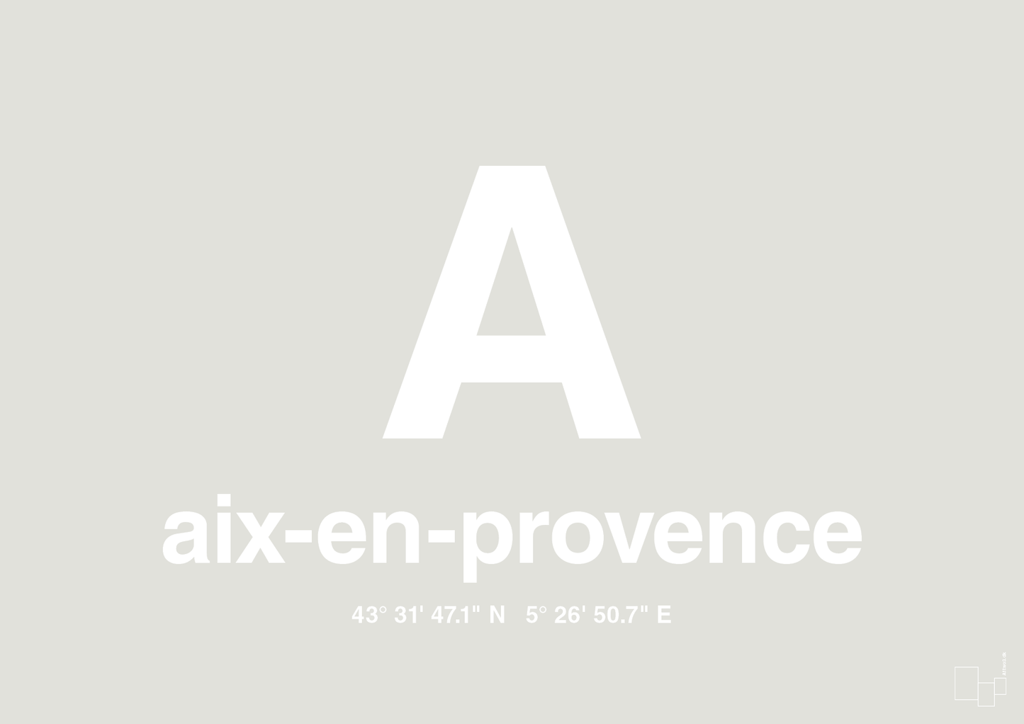 plakat: byplakat aix-en-provence med koordinater - painters white-Byer-A1two3