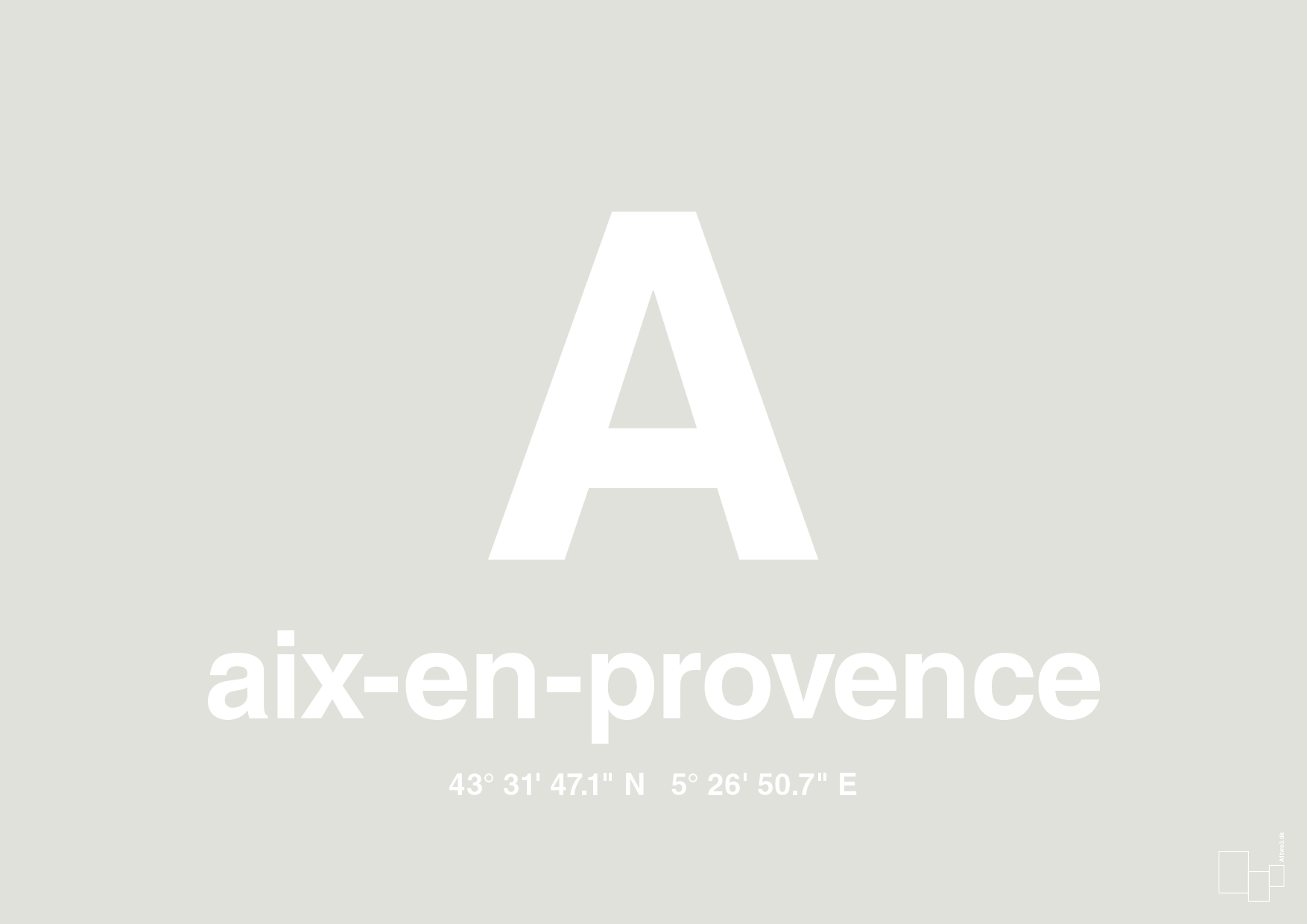 plakat: byplakat aix-en-provence med koordinater - painters white-Byer-A1two3