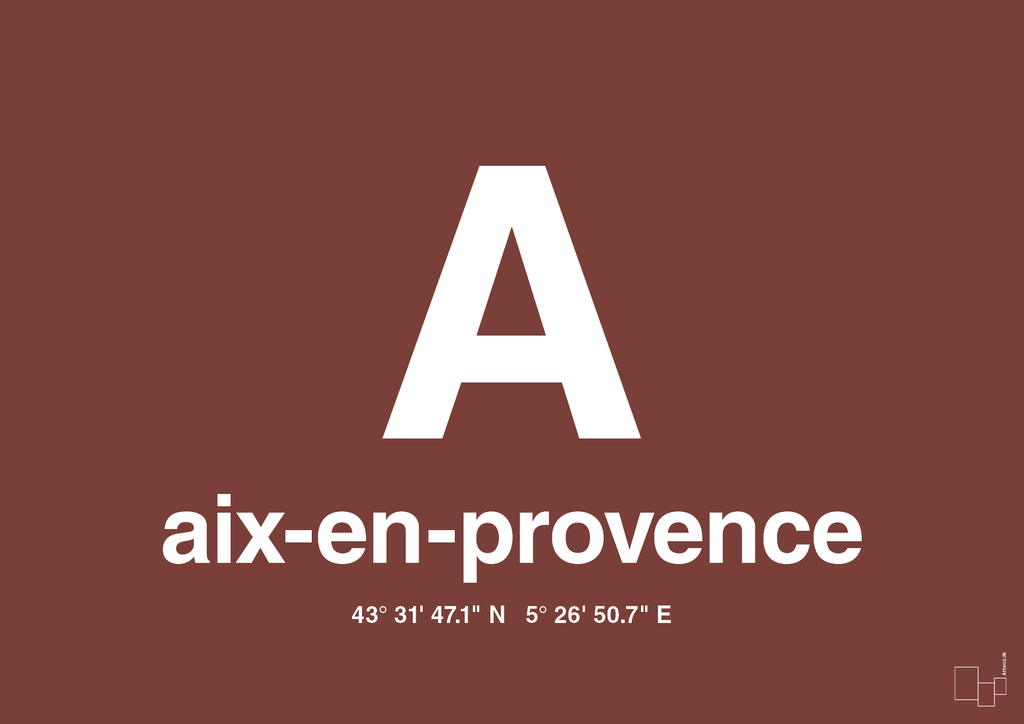 plakat: byplakat aix-en-provence med koordinater - red pepper-Byer-A1two3