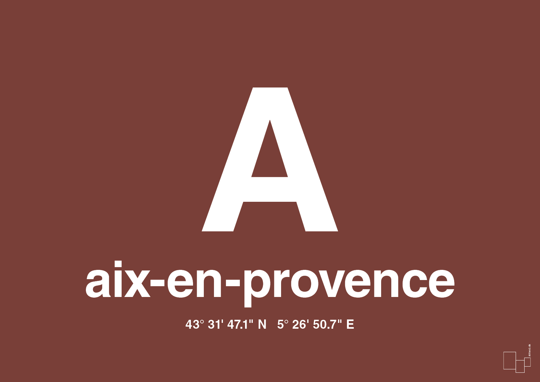 plakat: byplakat aix-en-provence med koordinater - red pepper-Byer-A1two3