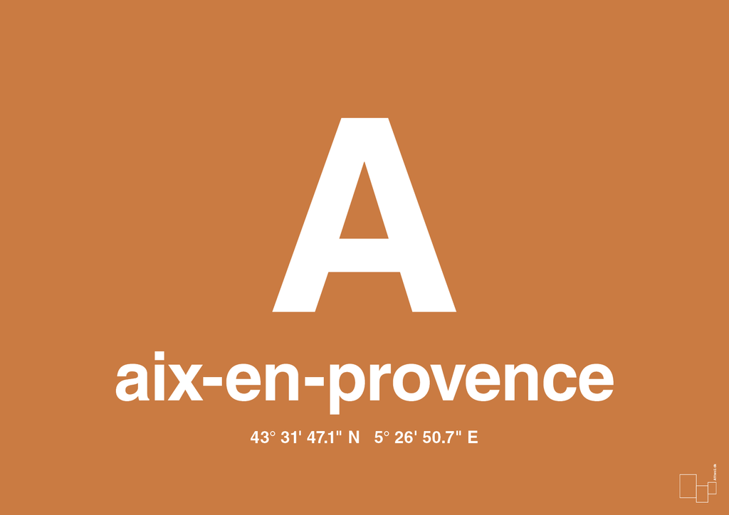 plakat: byplakat aix-en-provence med koordinater - rumba orange-Byer-A1two3