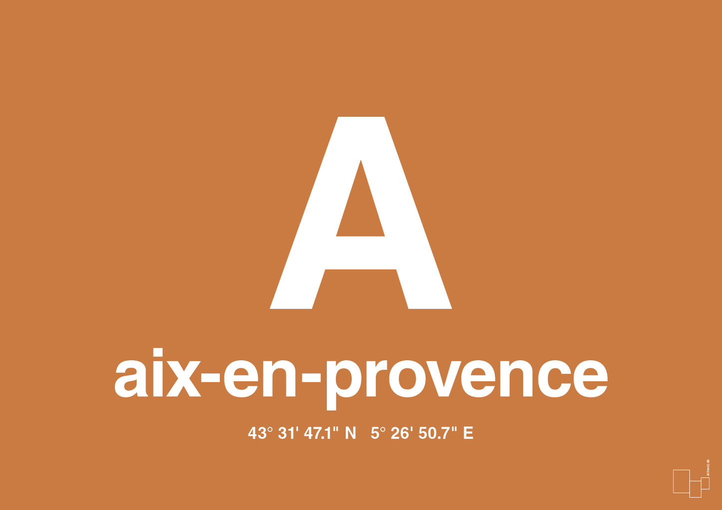 plakat: byplakat aix-en-provence med koordinater - rumba orange-Byer-A1two3