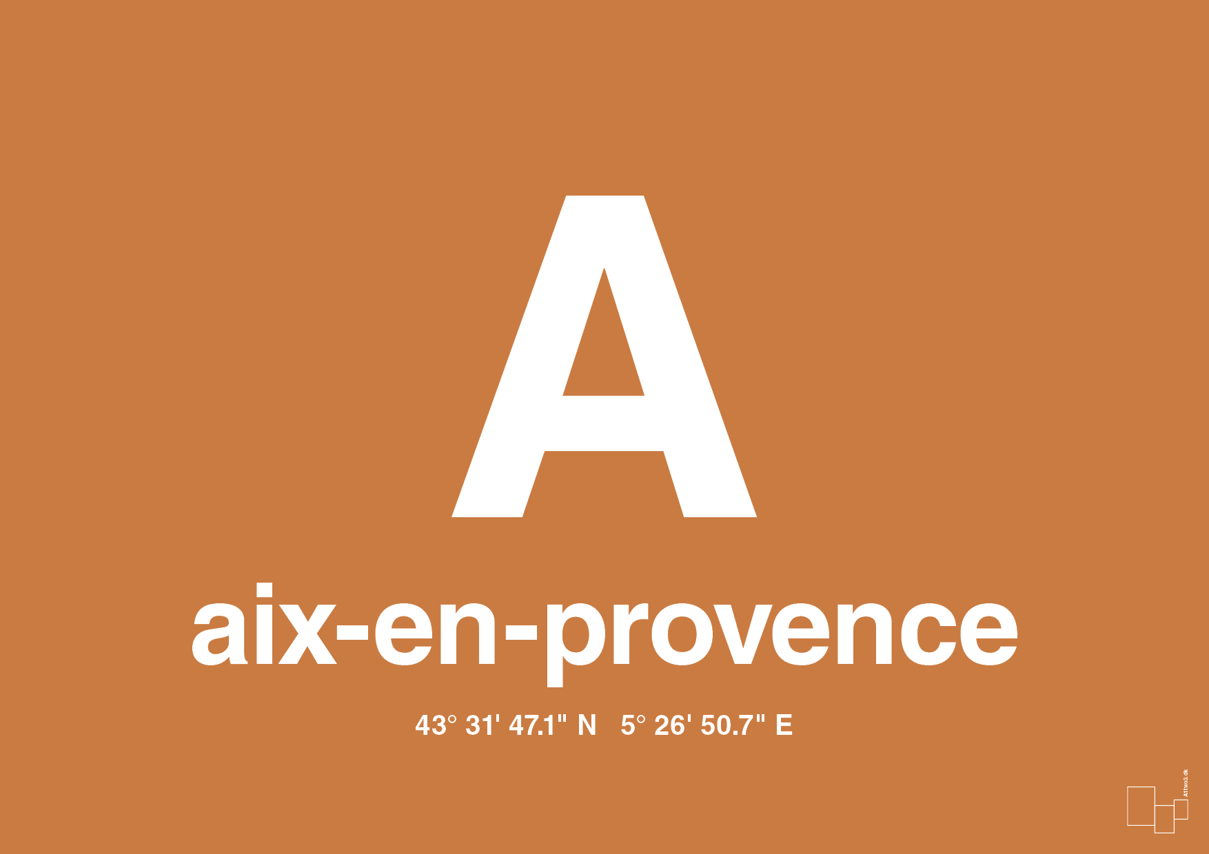 plakat: byplakat aix-en-provence med koordinater - rumba orange-Byer-A1two3
