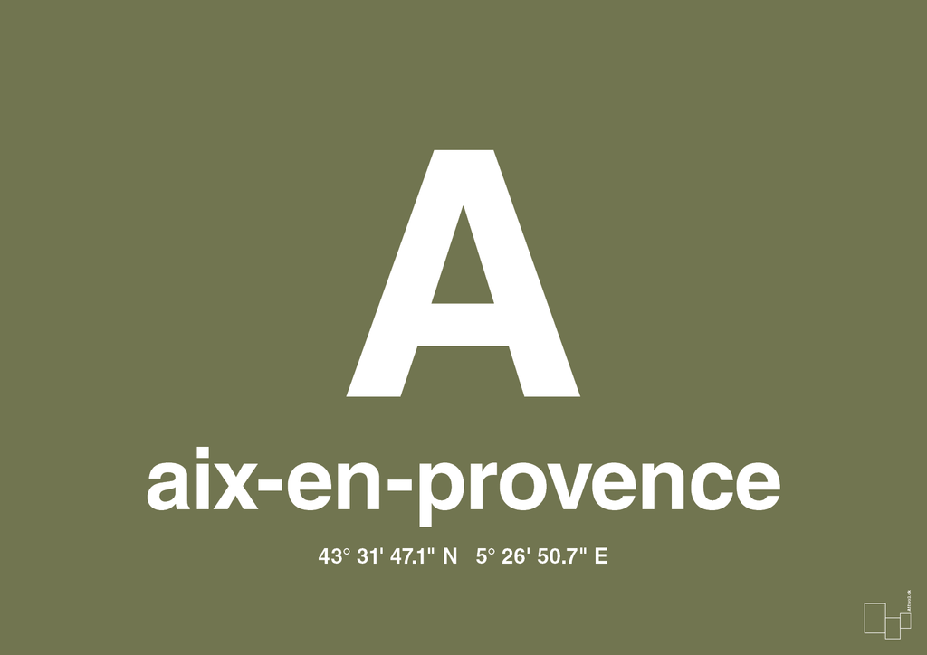 plakat: byplakat aix-en-provence med koordinater - secret meadow-Byer-A1two3