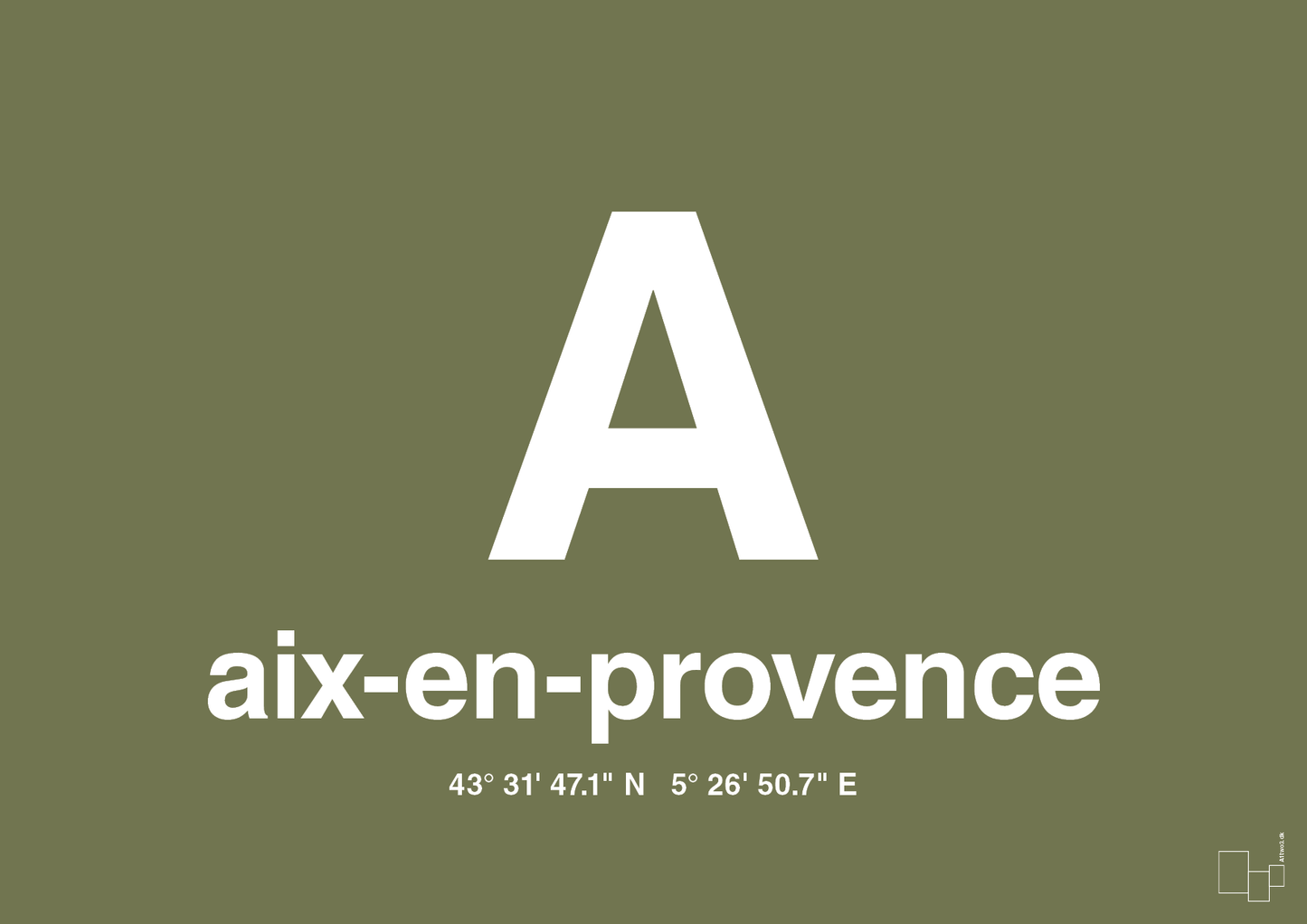 plakat: byplakat aix-en-provence med koordinater - secret meadow-Byer-A1two3