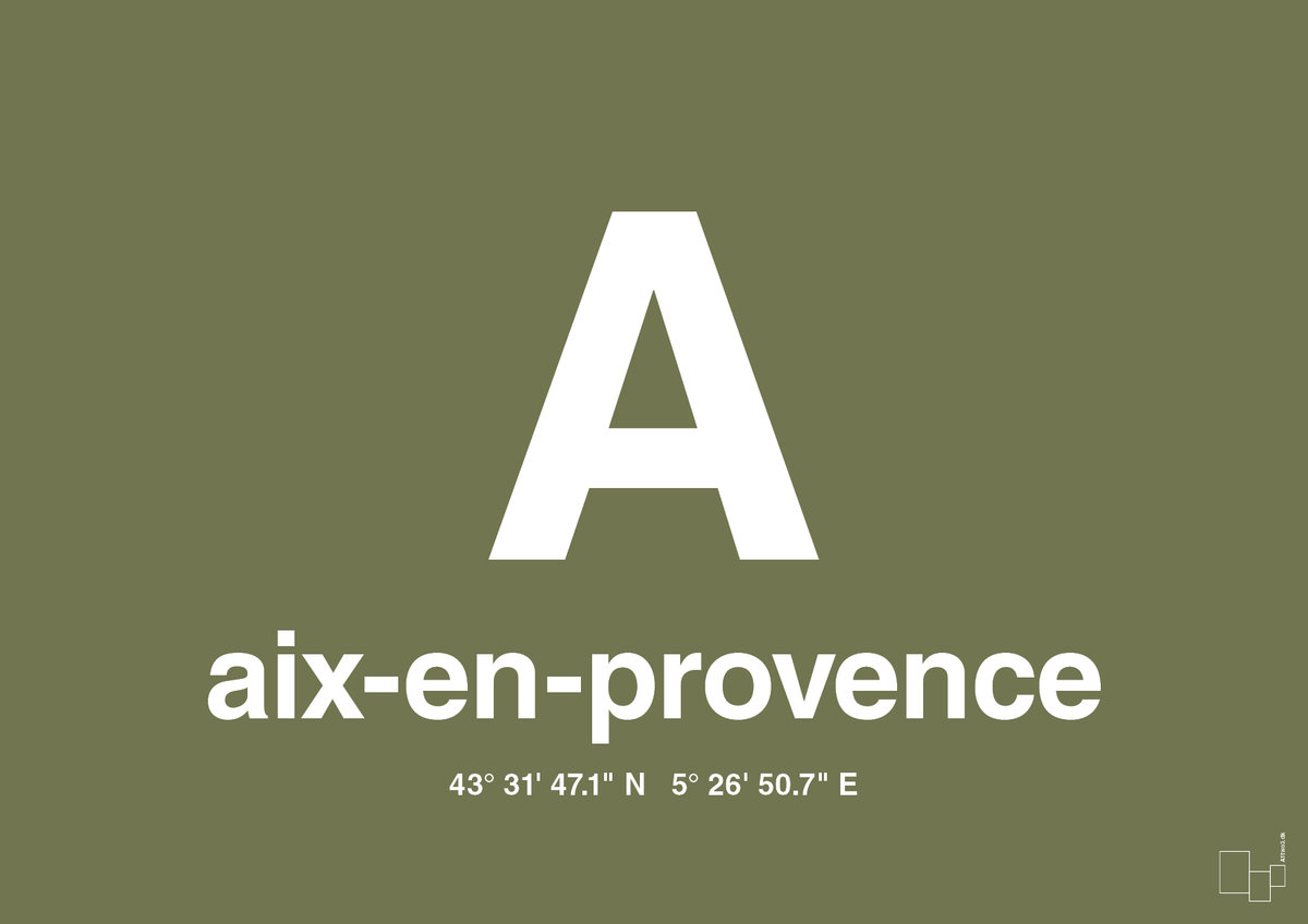 plakat: byplakat aix-en-provence med koordinater - secret meadow-Byer-A1two3
