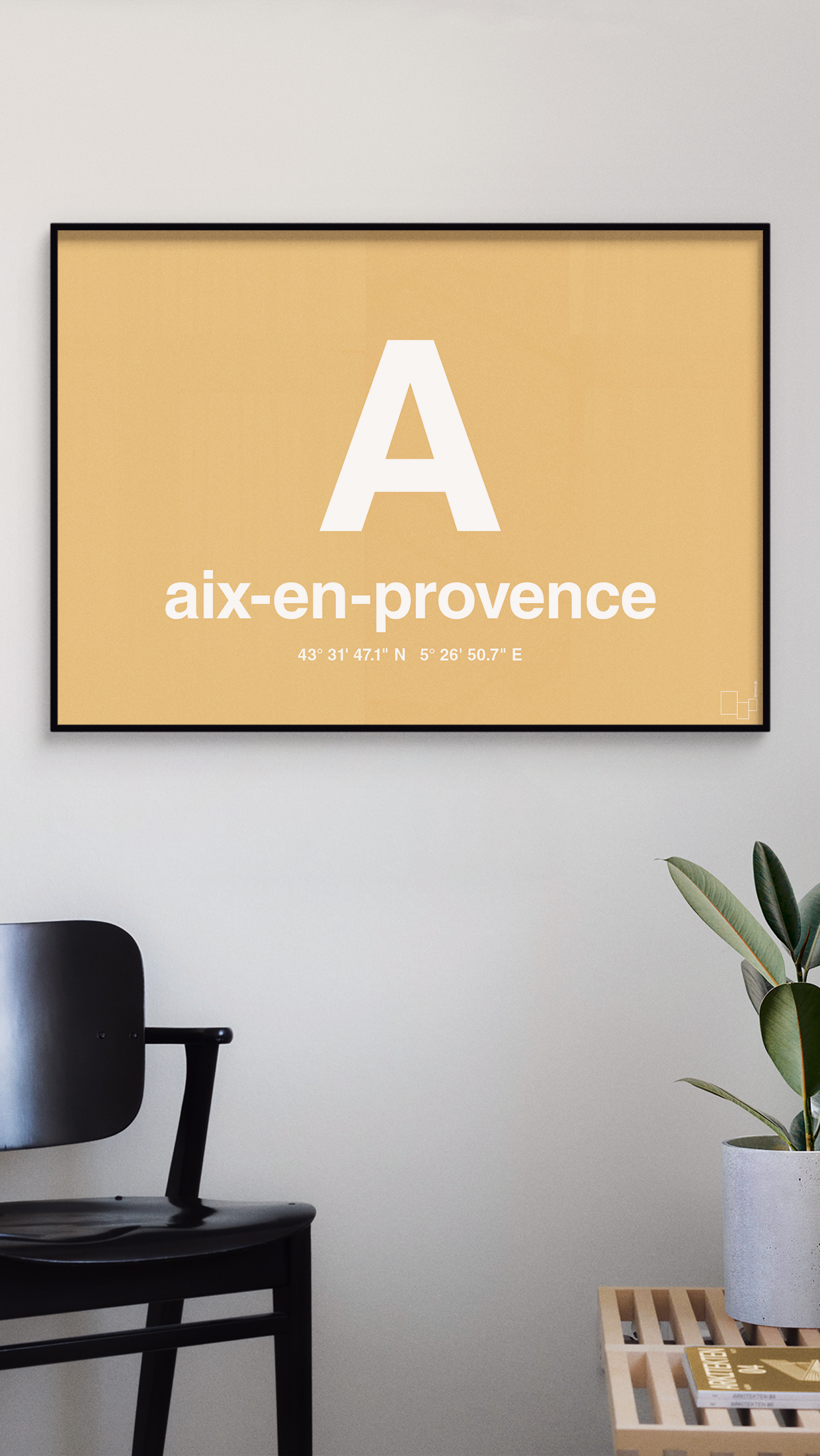 plakat: byplakat aix-en-provence med koordinater - graphic charcoal-Byer-A1two3