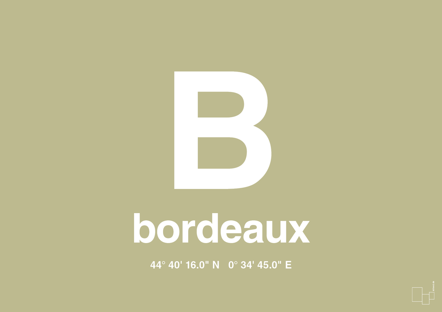 plakat: byplakat bordeaux med koordinater - back to nature-Byer-A1two3