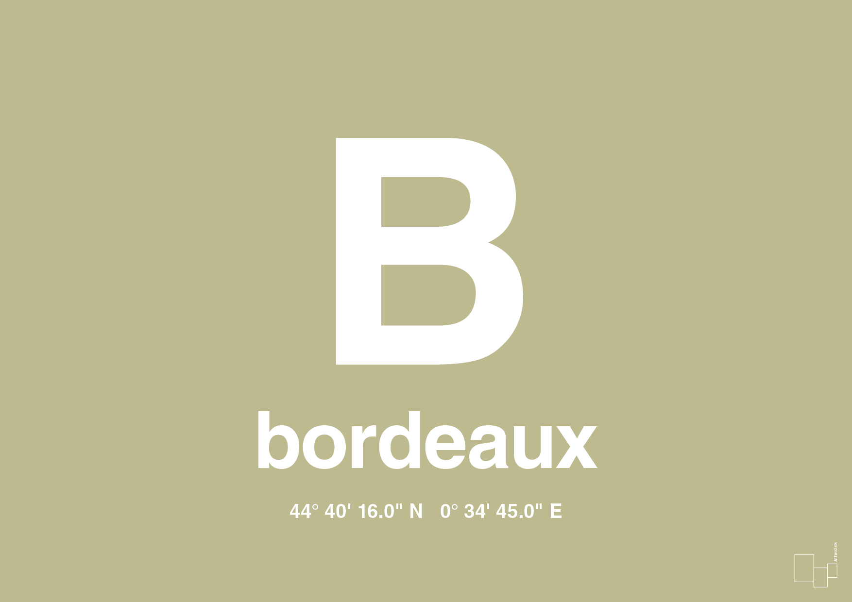 plakat: byplakat bordeaux med koordinater - back to nature-Byer-A1two3